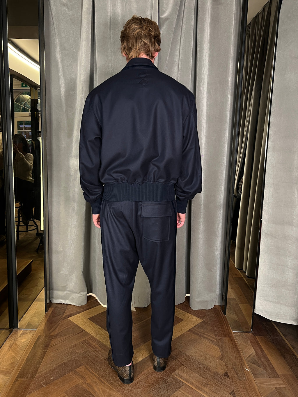 Iceman Merino Flannel Bomber Jacket Navy Men