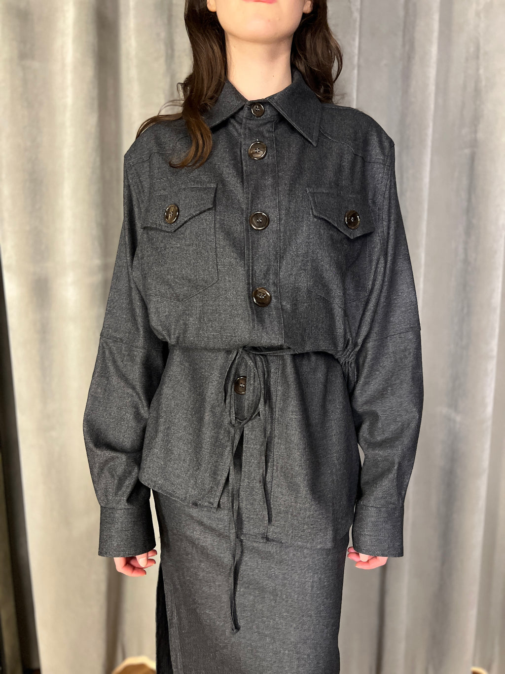 Brieuc Angora Flannel Overshirt Grey Women