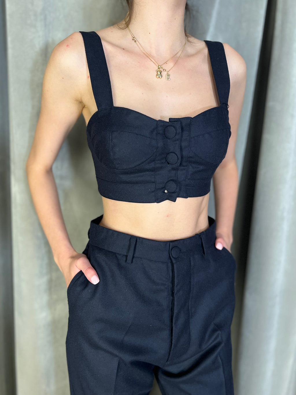 Ellie Merino Flannel Bralette Navy Women