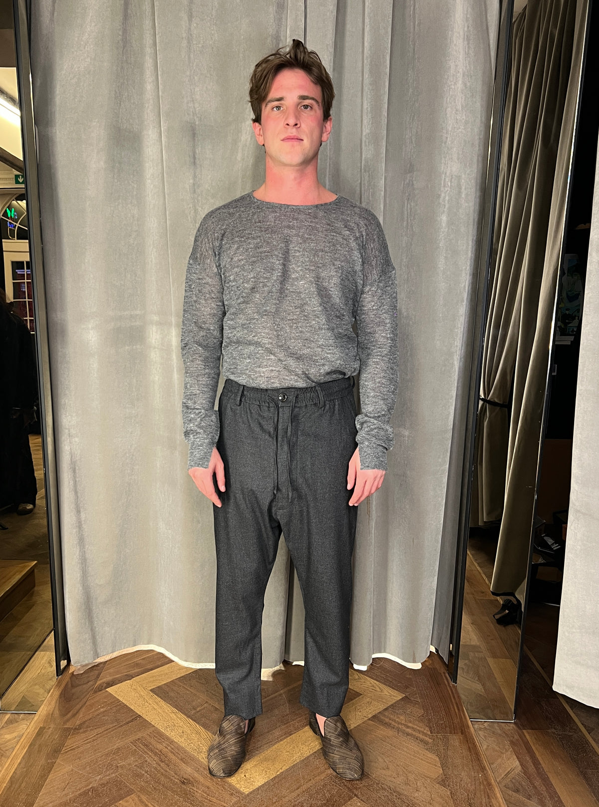 Fender Angora Flannel Drop Crotch Trousers Grey Men