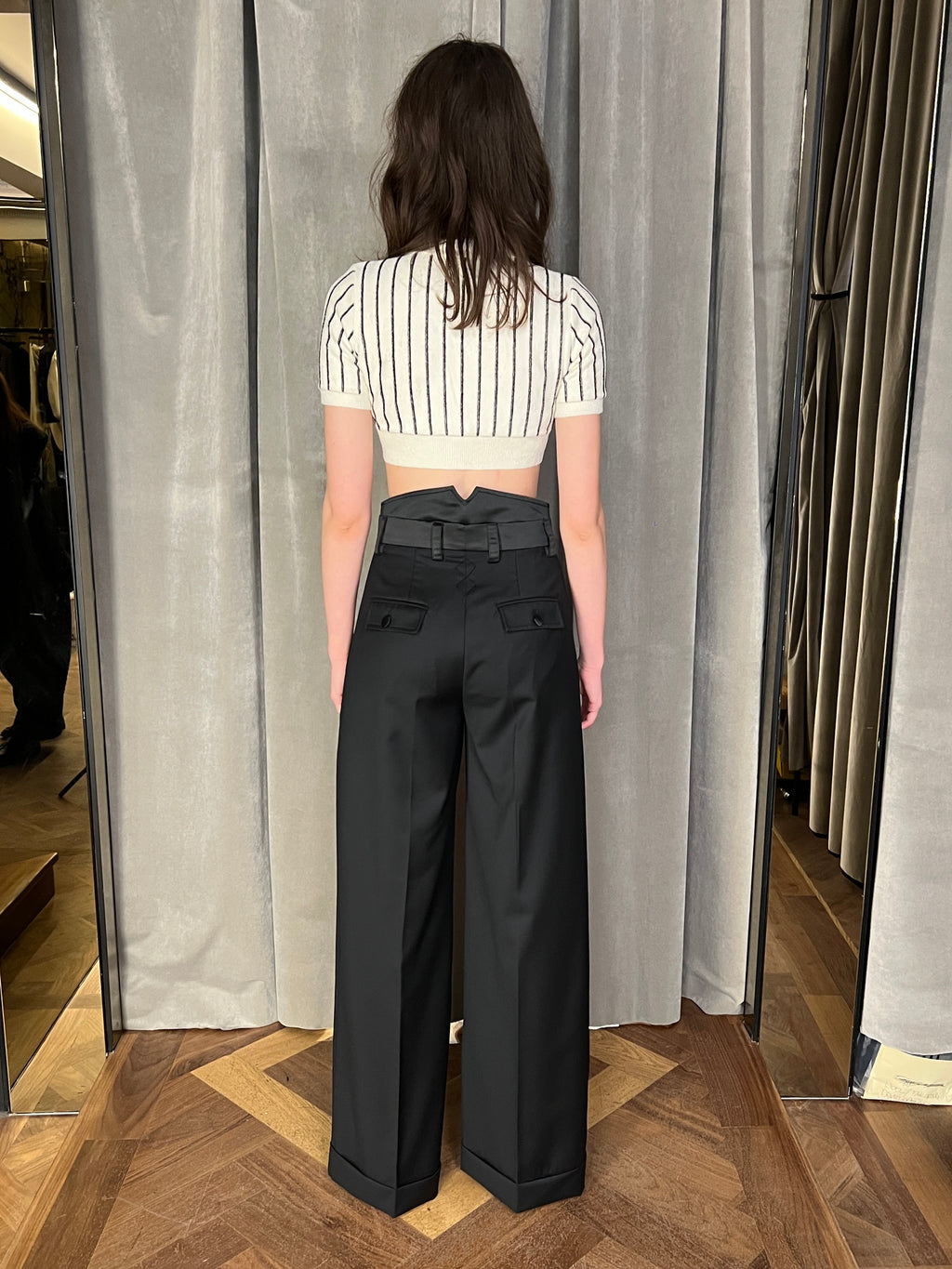 Palazzo Trousers Black Wool Women