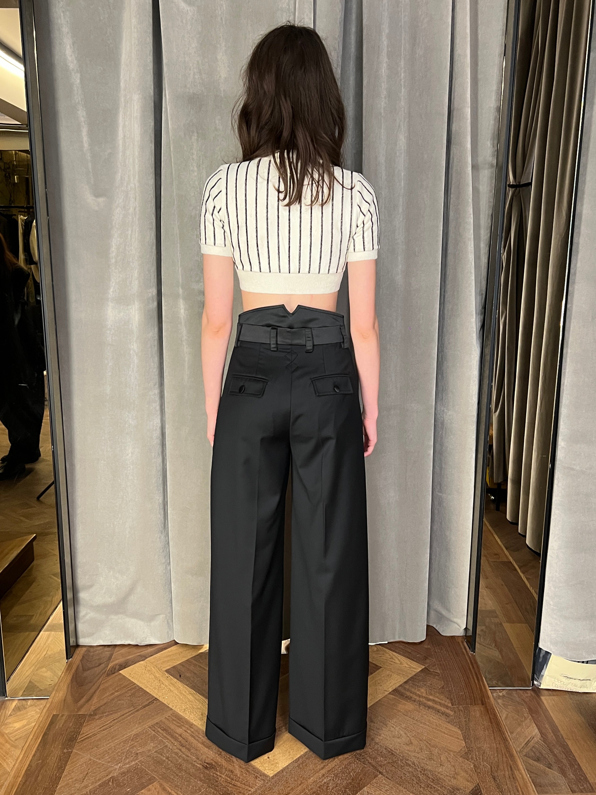 Palazzo Trousers Black Wool Women