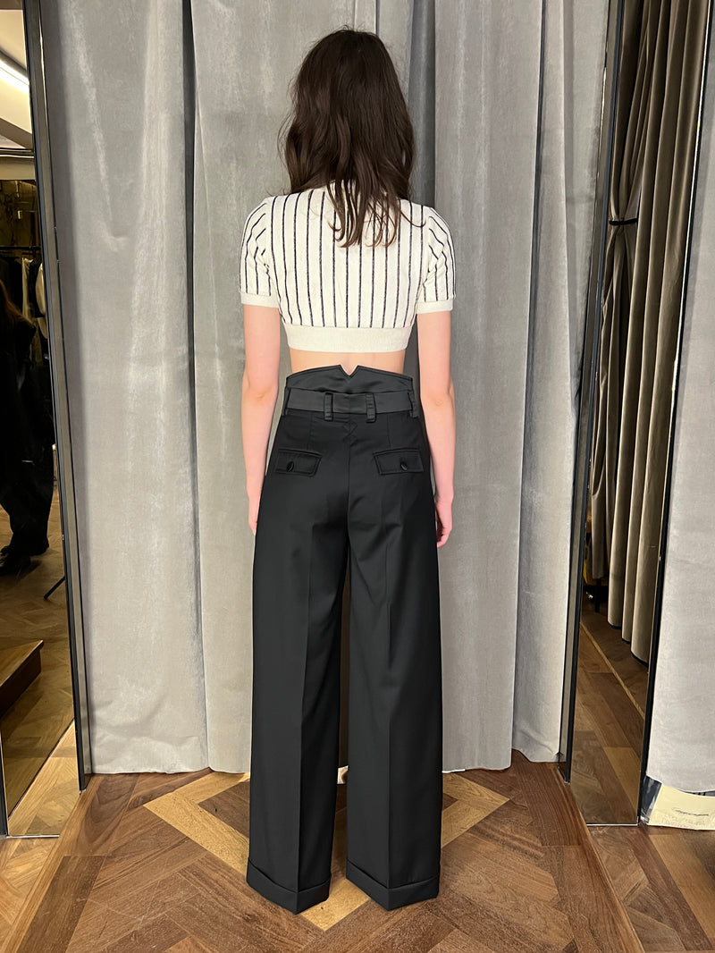 Palazzo Trousers Black Wool Women
