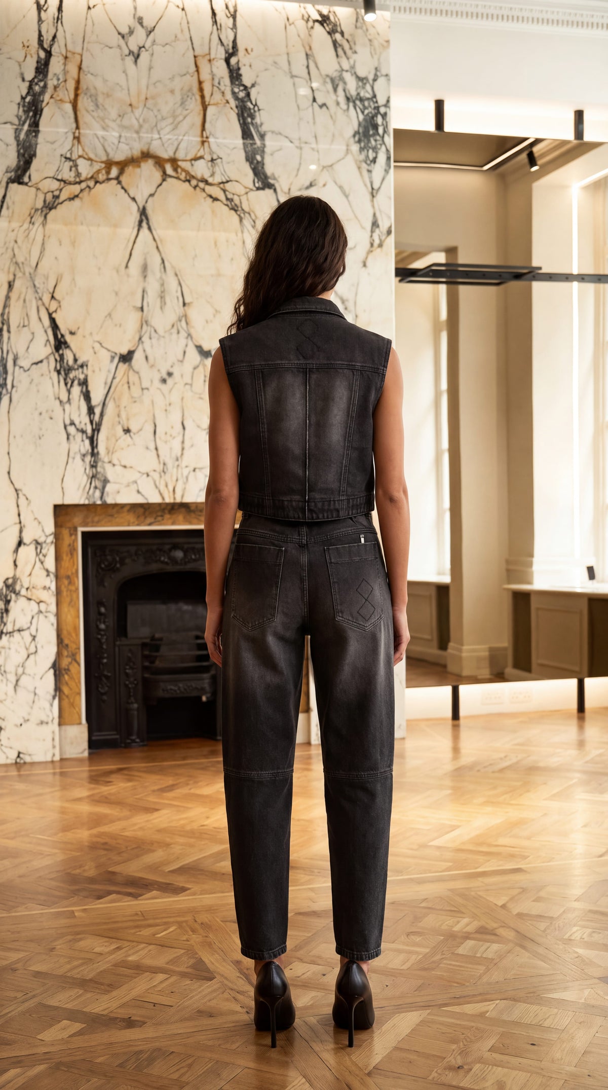 Kill Denim Waistcoat Washed Denim Asphalt Women