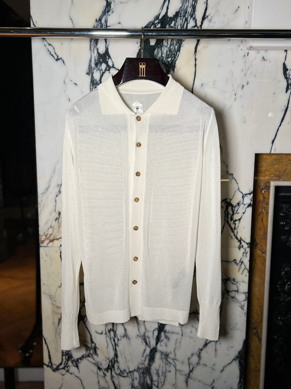 Bib Long Sleeve Polo Ivory Men
