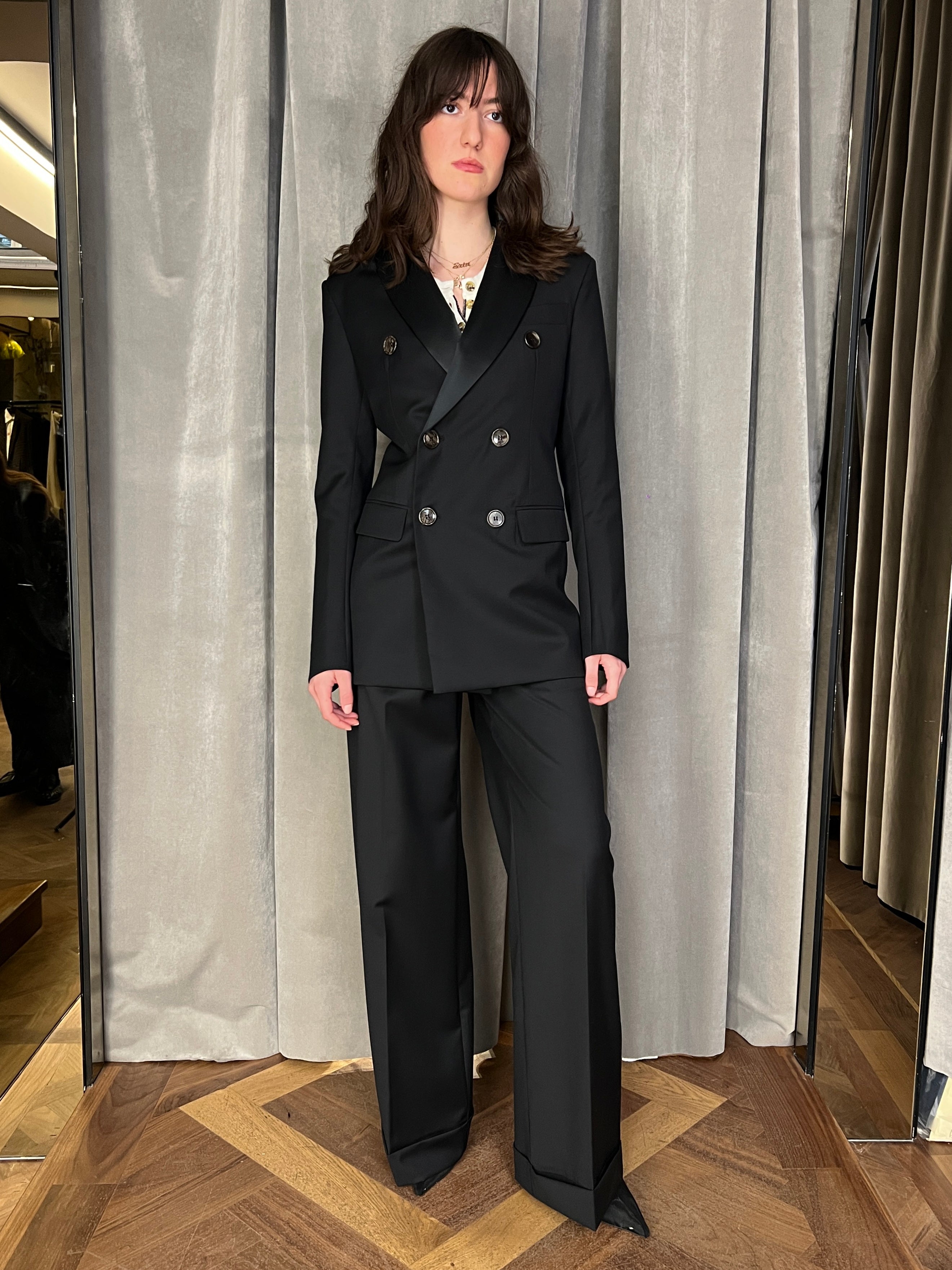 Palazzo Trousers Black Wool Women