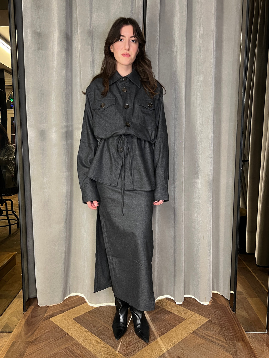 Brieuc Angora Flannel Overshirt Grey Women