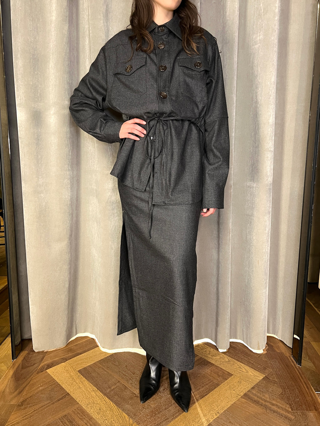 Brieuc Angora Flannel Overshirt Grey Women