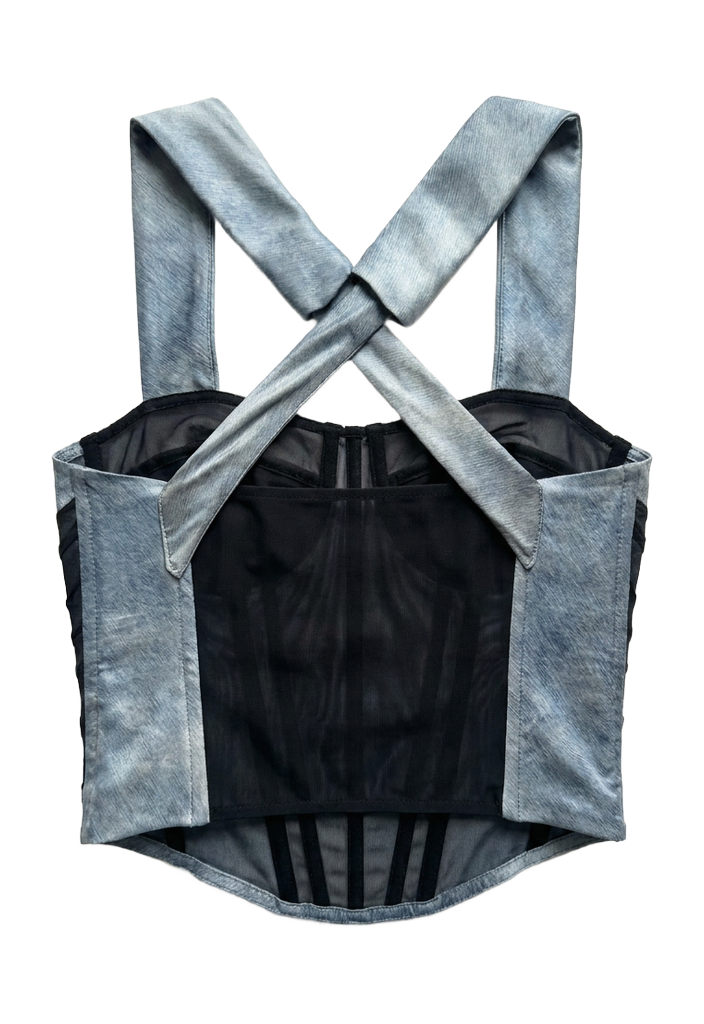 Hasan Corset Women Denim Silk