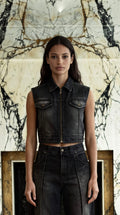 Kill Denim Waistcoat Washed Denim Asphalt Women