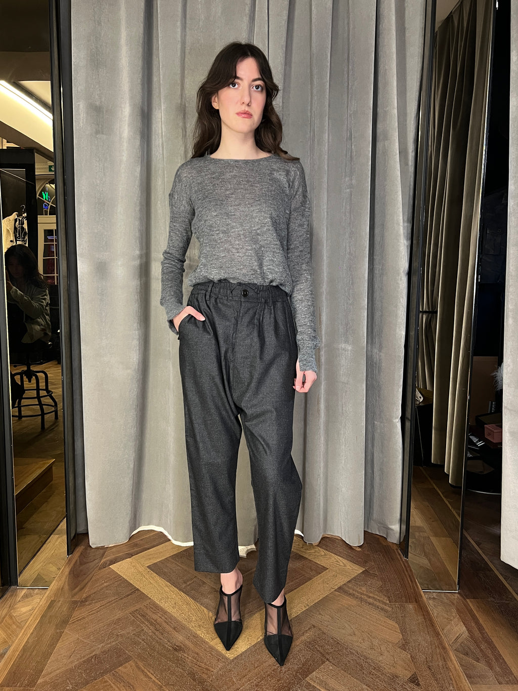 Roberto Alpaca Mohair Knitted Pullover Grey Women