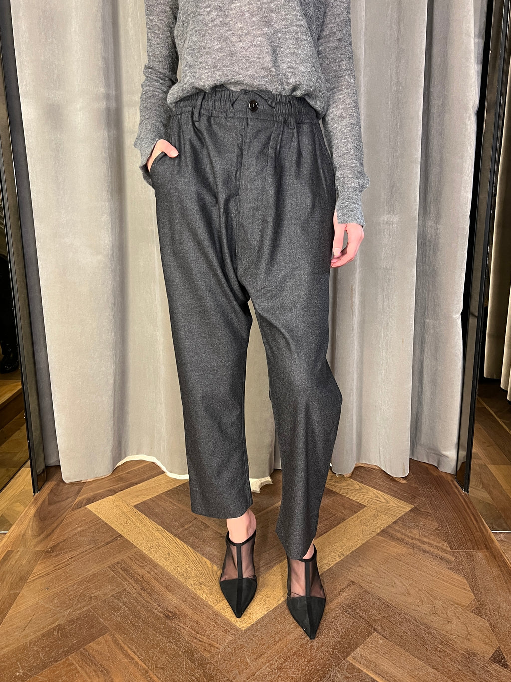 Fender Angora Flannel Drop Crotch Trousers Grey Women