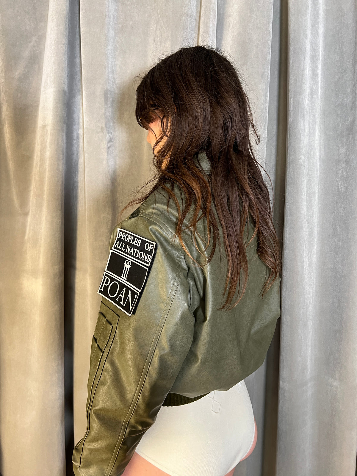 Hero World Map Bomber Green Leather Women – POAN Ltd