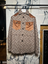 Brieuc Jacquard Blanket Overshirt Jacket Brown Men