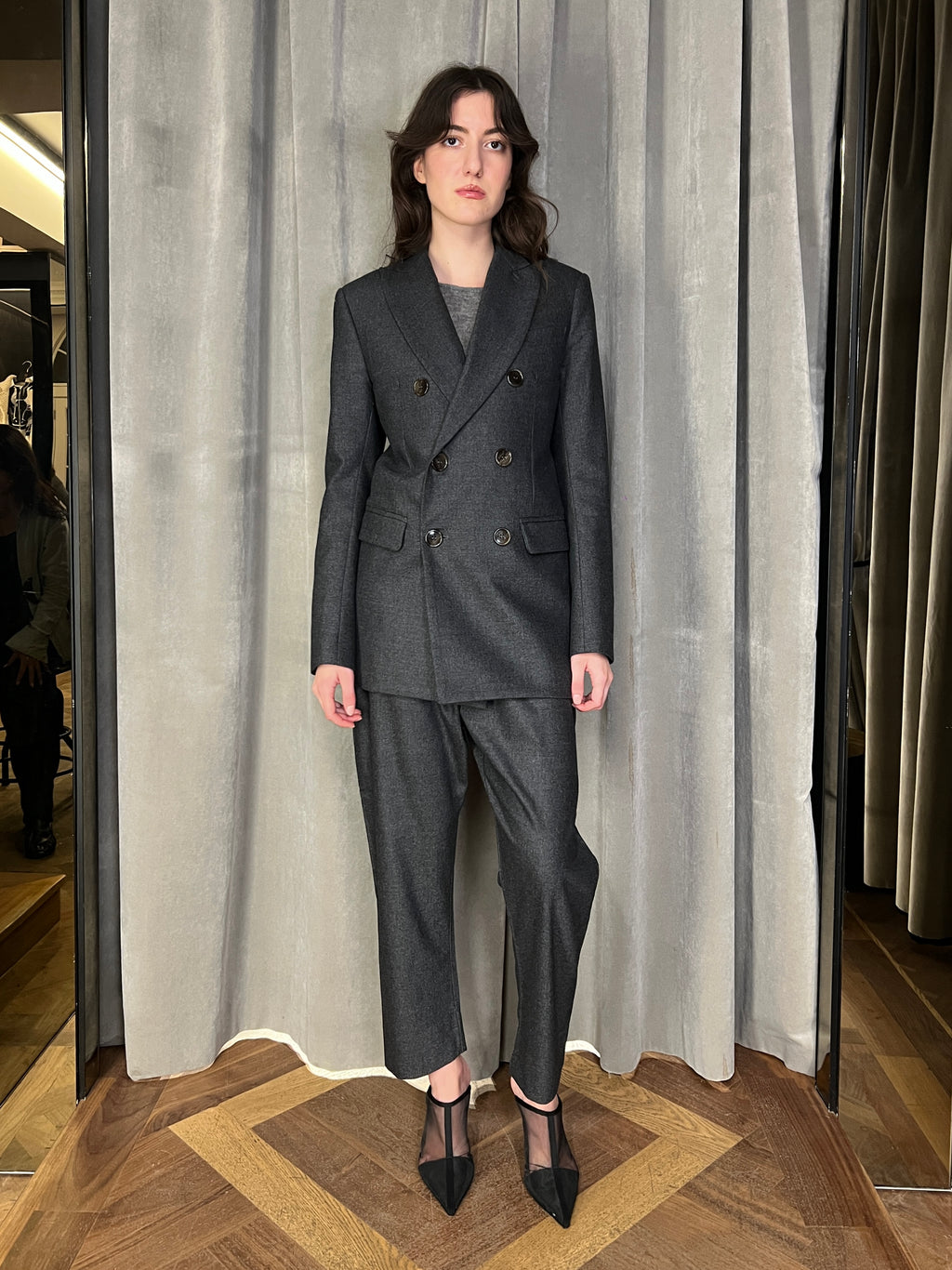 Michael DB Angora Flannel Jacket Grey Women