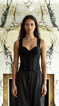 Hasan Corset Washed Denim Asphalt Women