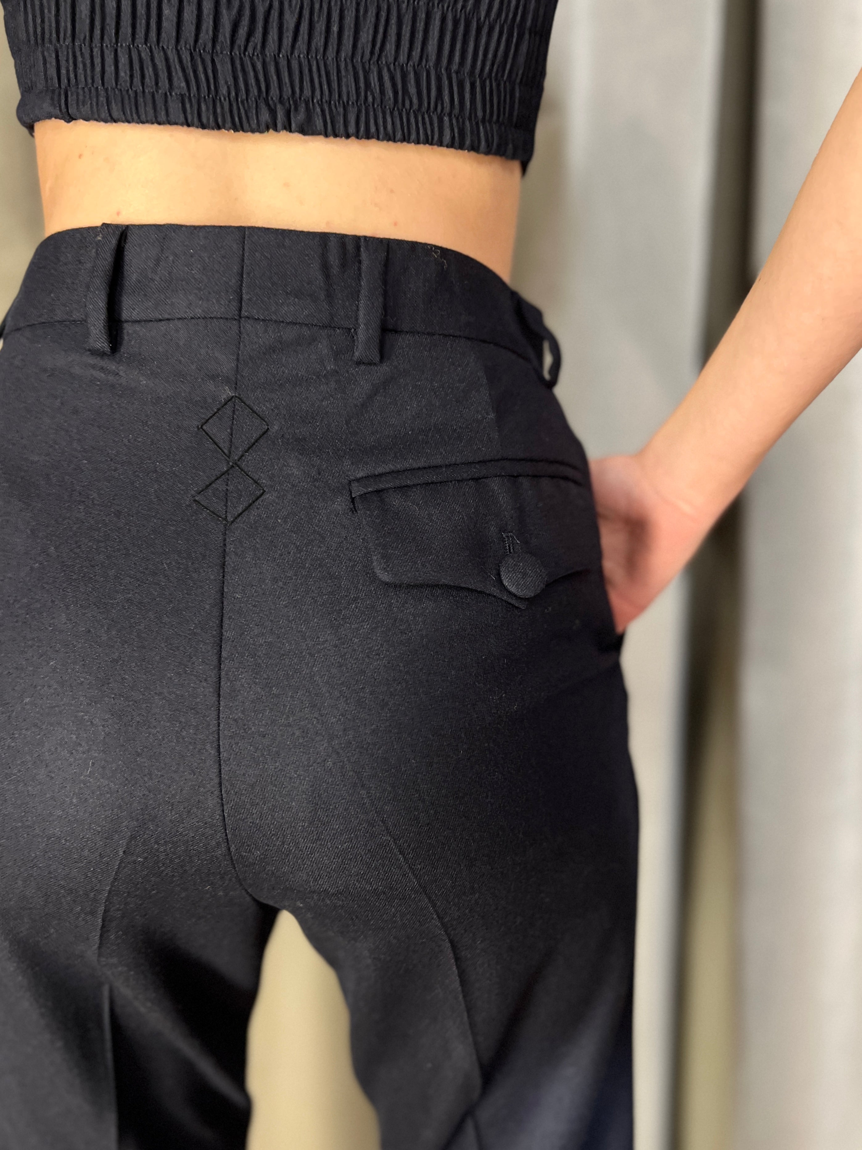 Prince Merino Flannel Drop Trousers Navy Women