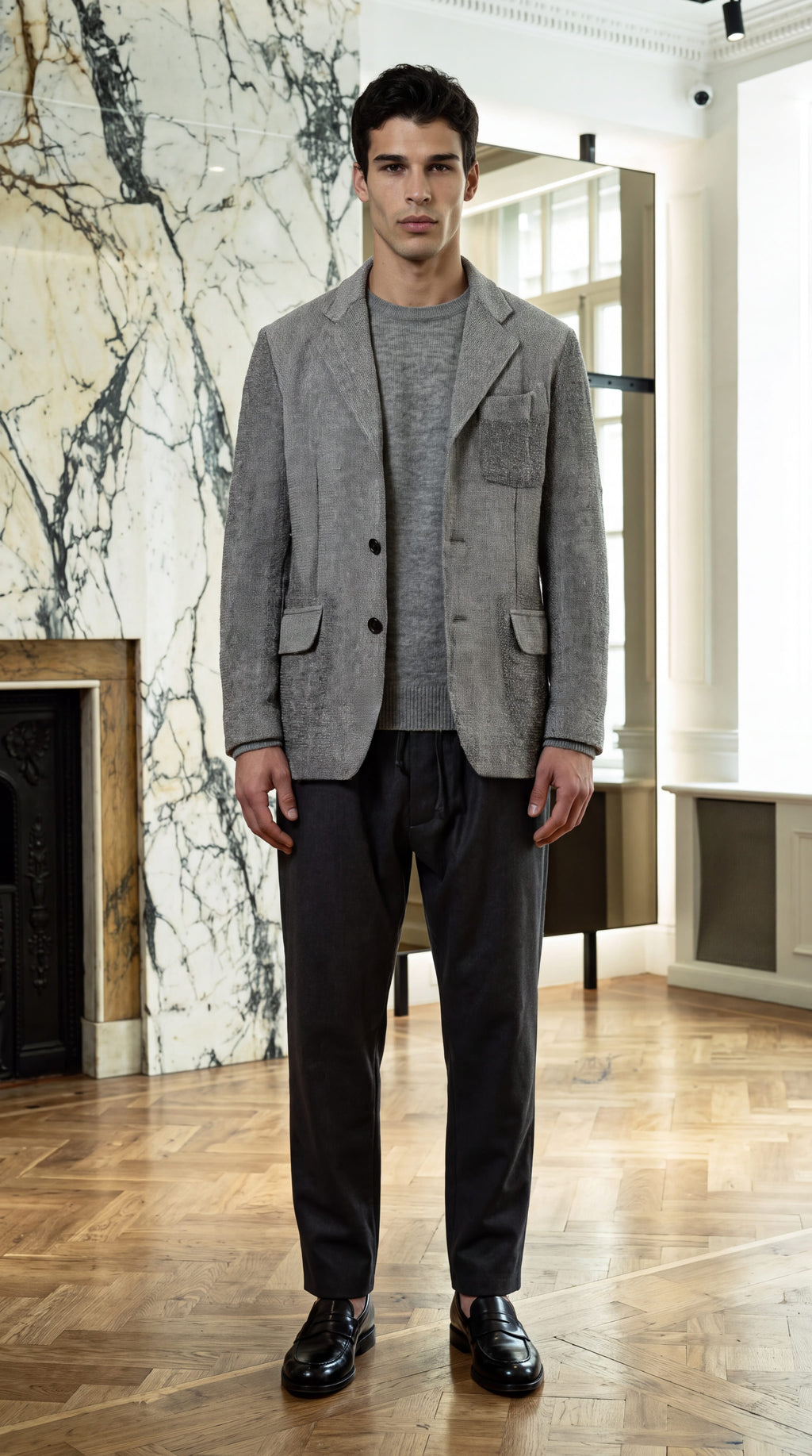 Nicholas Jacket Broken Stitch Silver Men