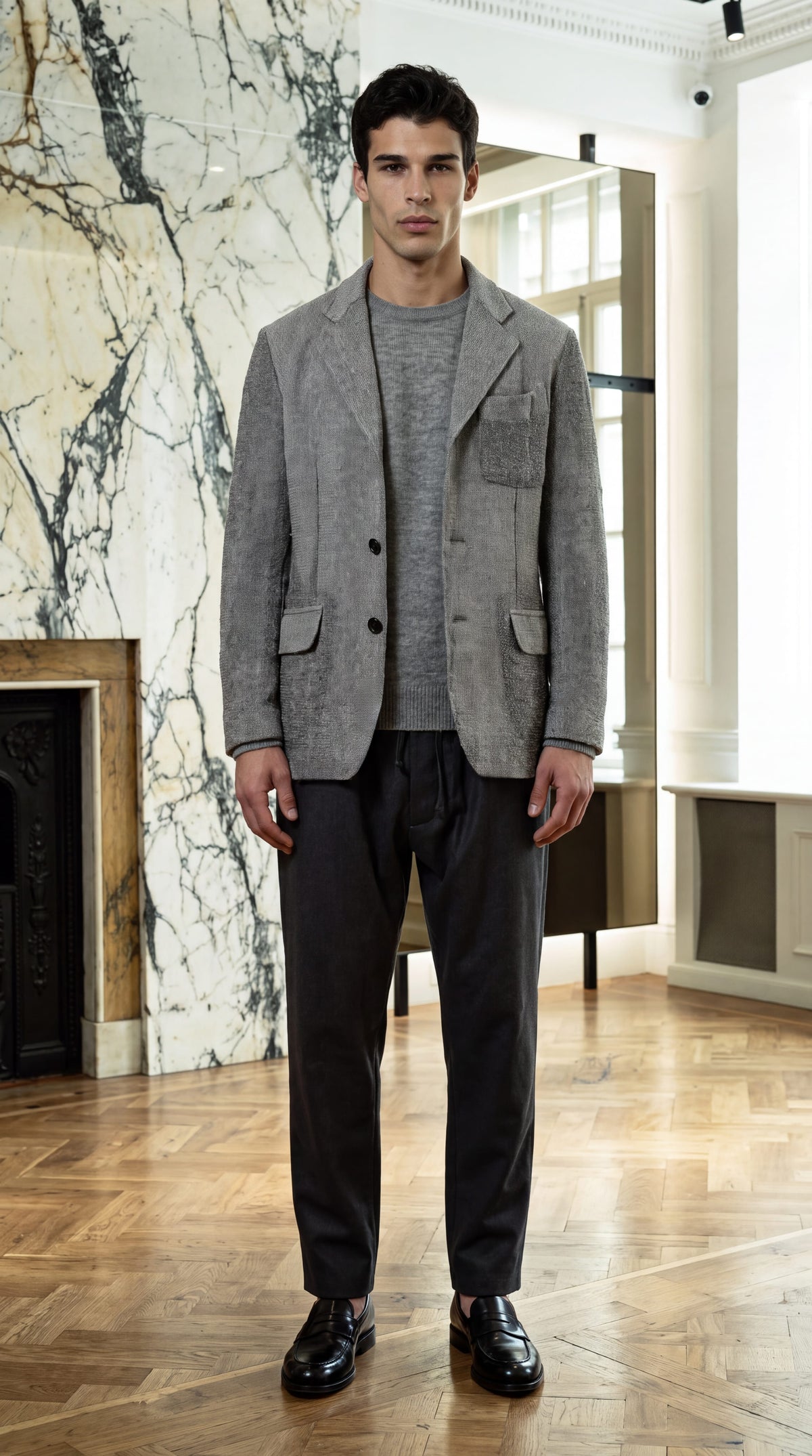 Nicholas Jacket Broken Stitch Silver Men