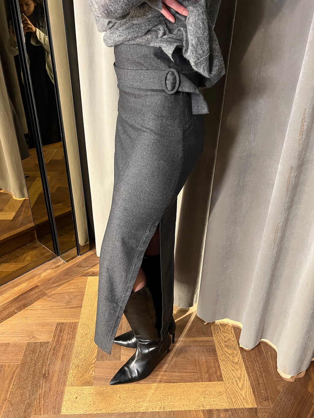 Dolce Angora Flannel Skirt Grey Women