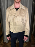 Indiana Alcantara Fringed Western Jacket Beige Men