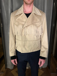 Indiana Alcantara Fringed Western Jacket Beige Men