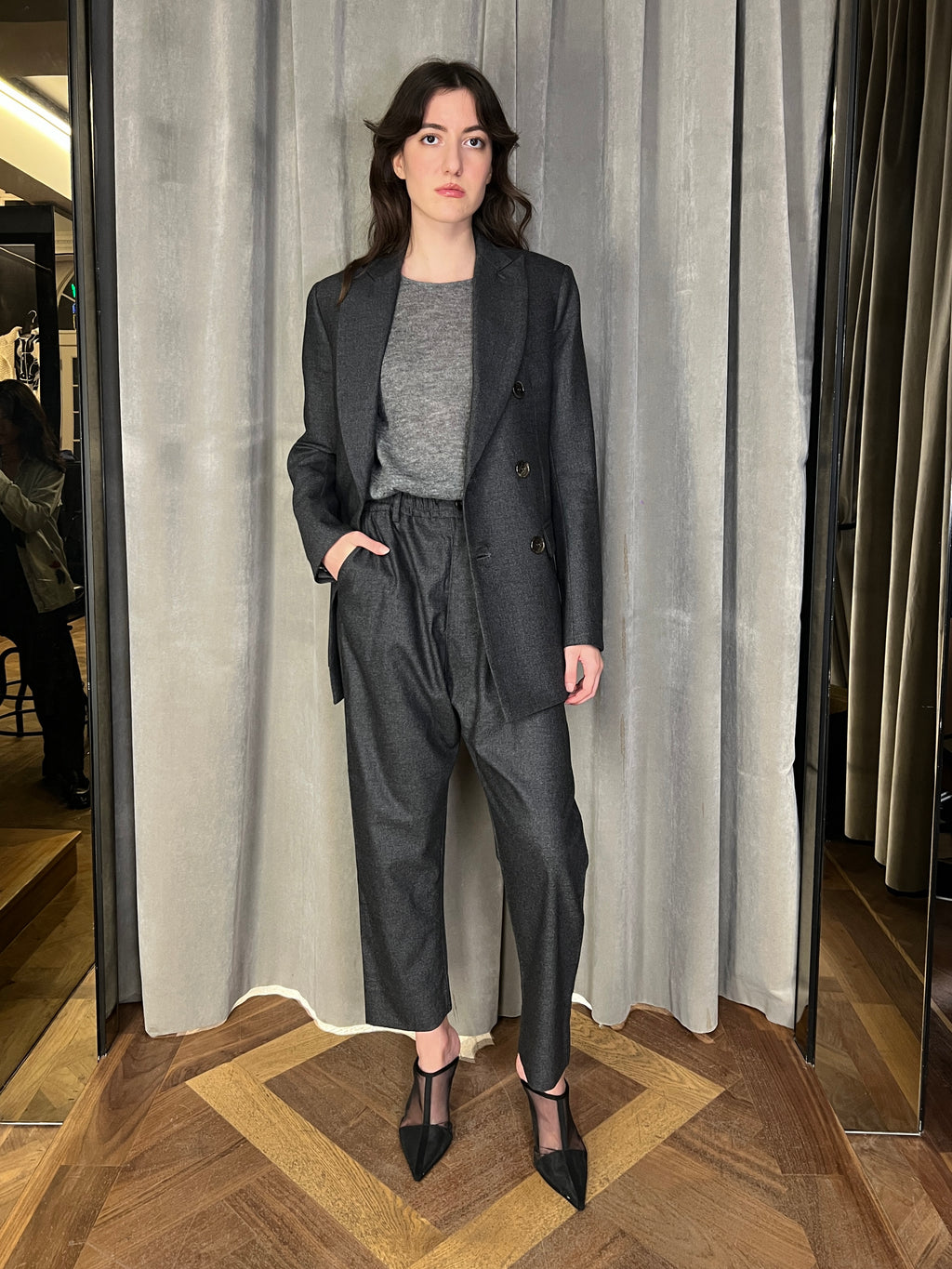 Michael DB Angora Flannel Jacket Grey Women