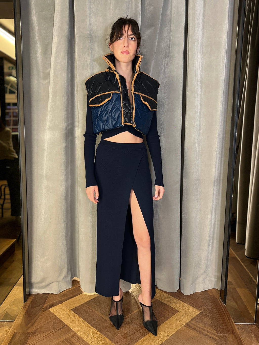 Dalisio Knitted Wrap Skirt Navy Women