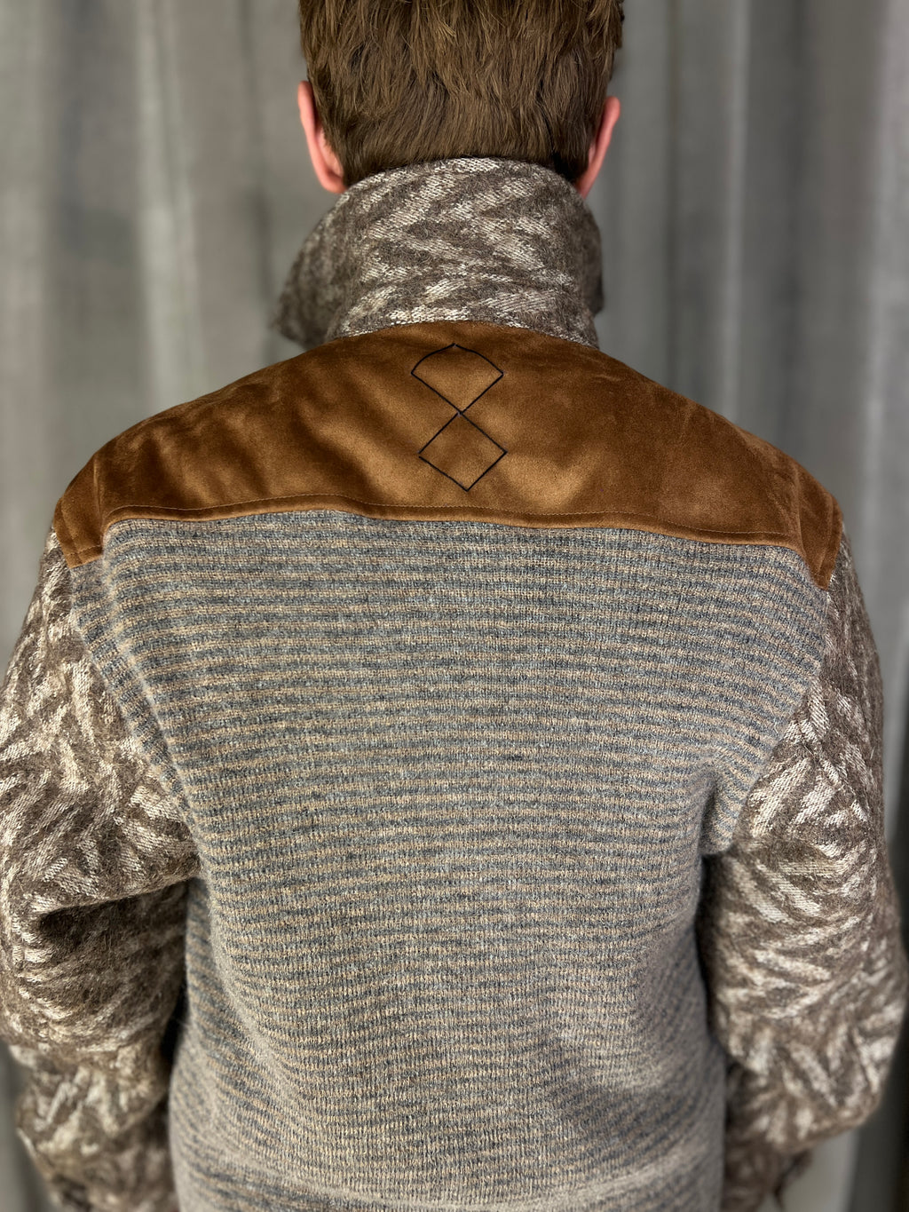 Brieuc Jacquard Blanket Overshirt Jacket Brown Men