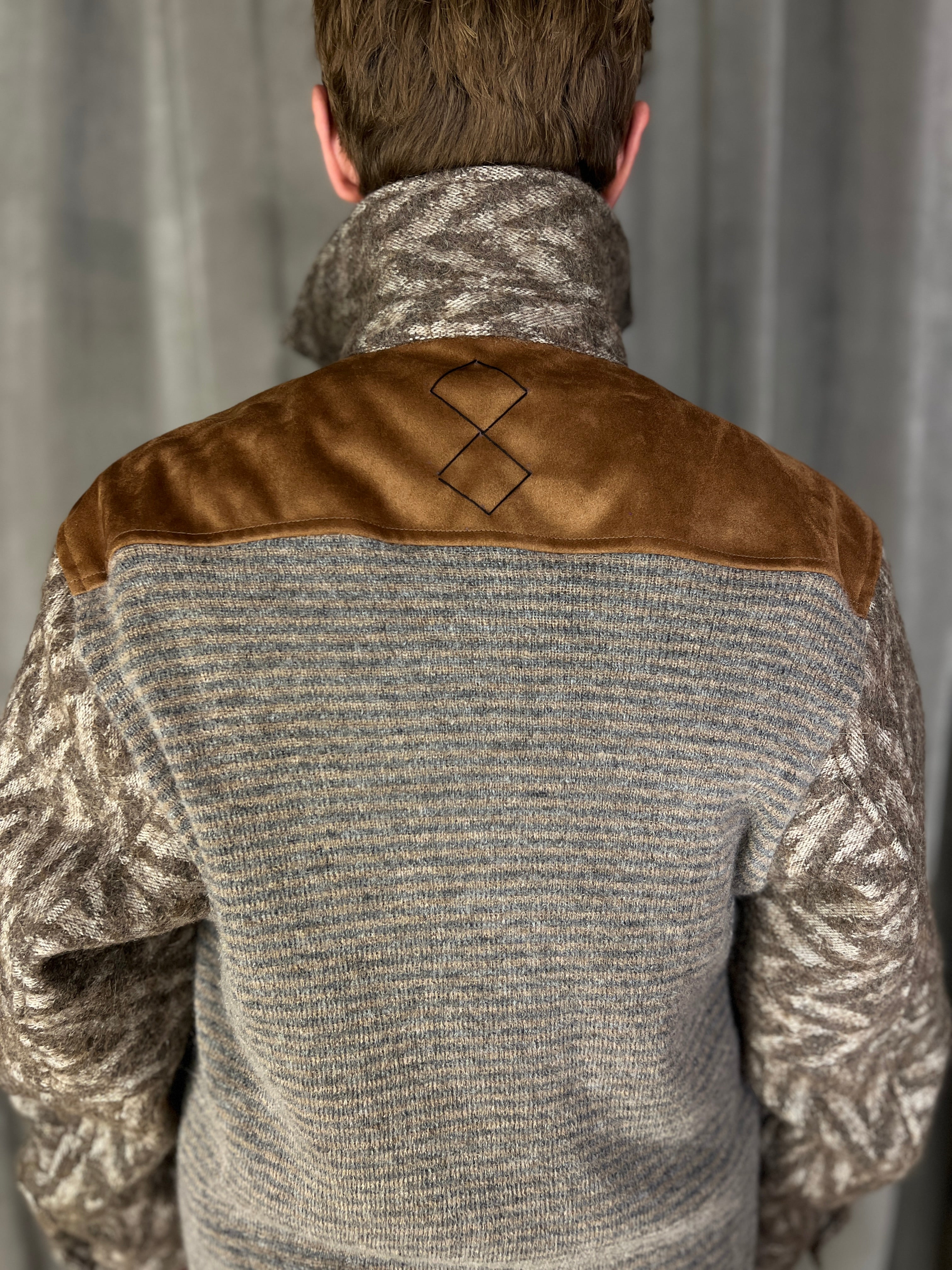 Brieuc Jacquard Blanket Overshirt Jacket Brown Men