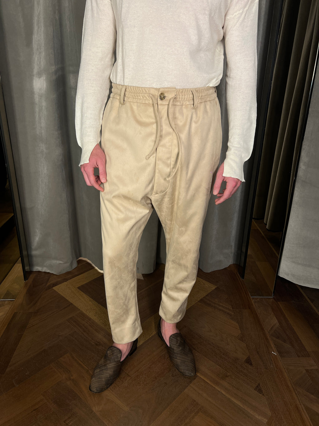 Fender Alcantara Drop Crotch Trousers Beige Men