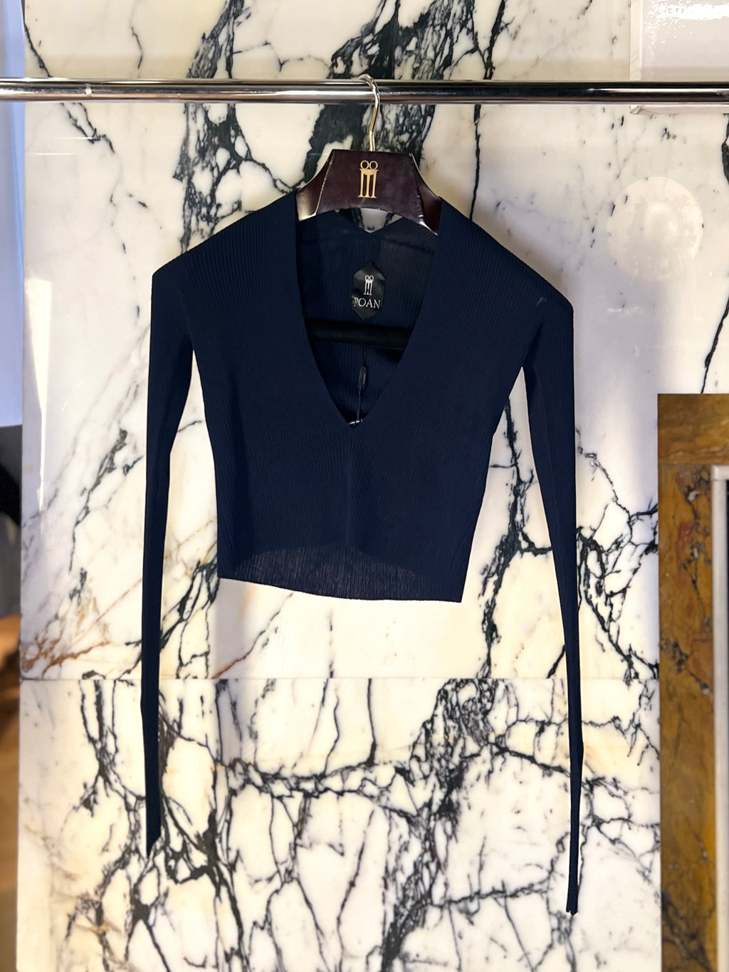 Fior Knitted Cropped Cardigan Navy Women