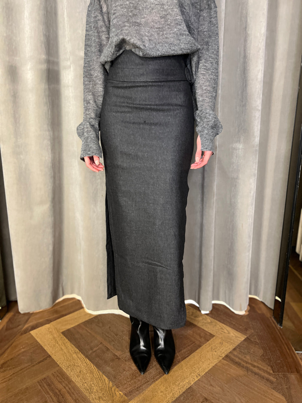 Dolce Angora Flannel Skirt Grey Women