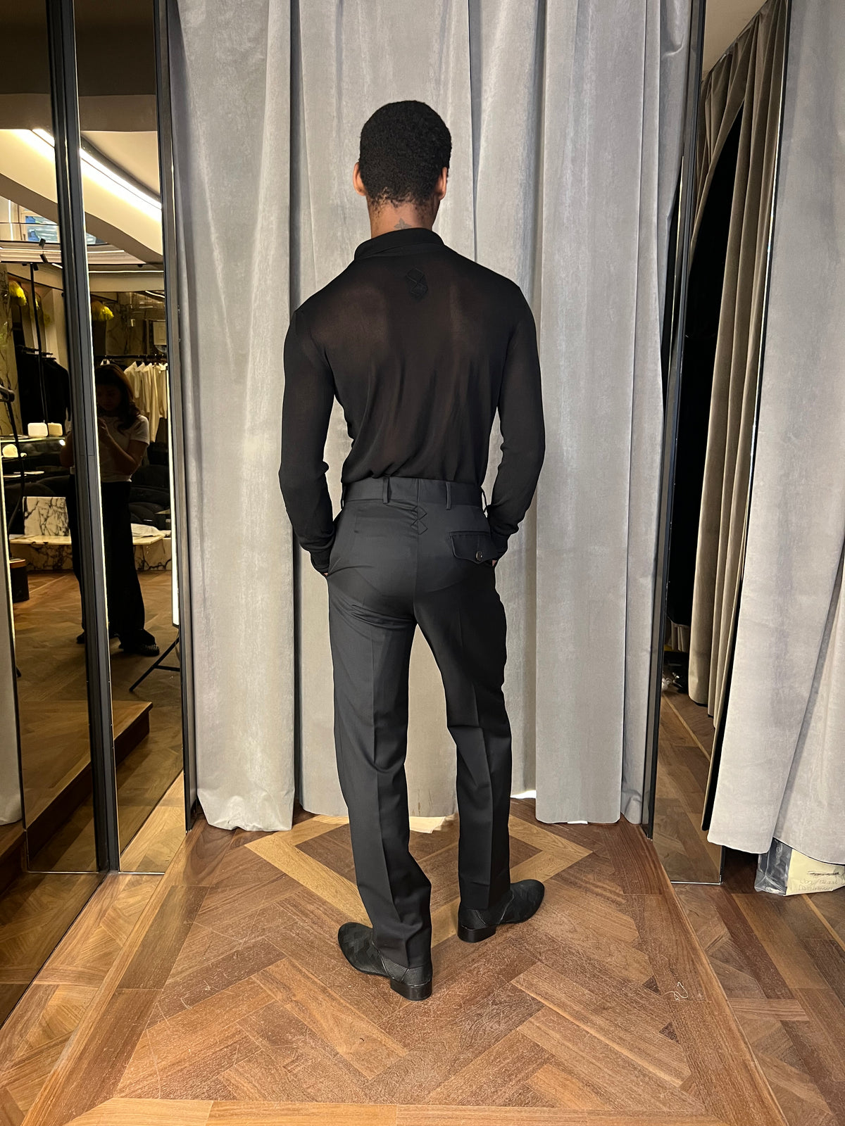 Bib Long Sleeve Polo Black Men