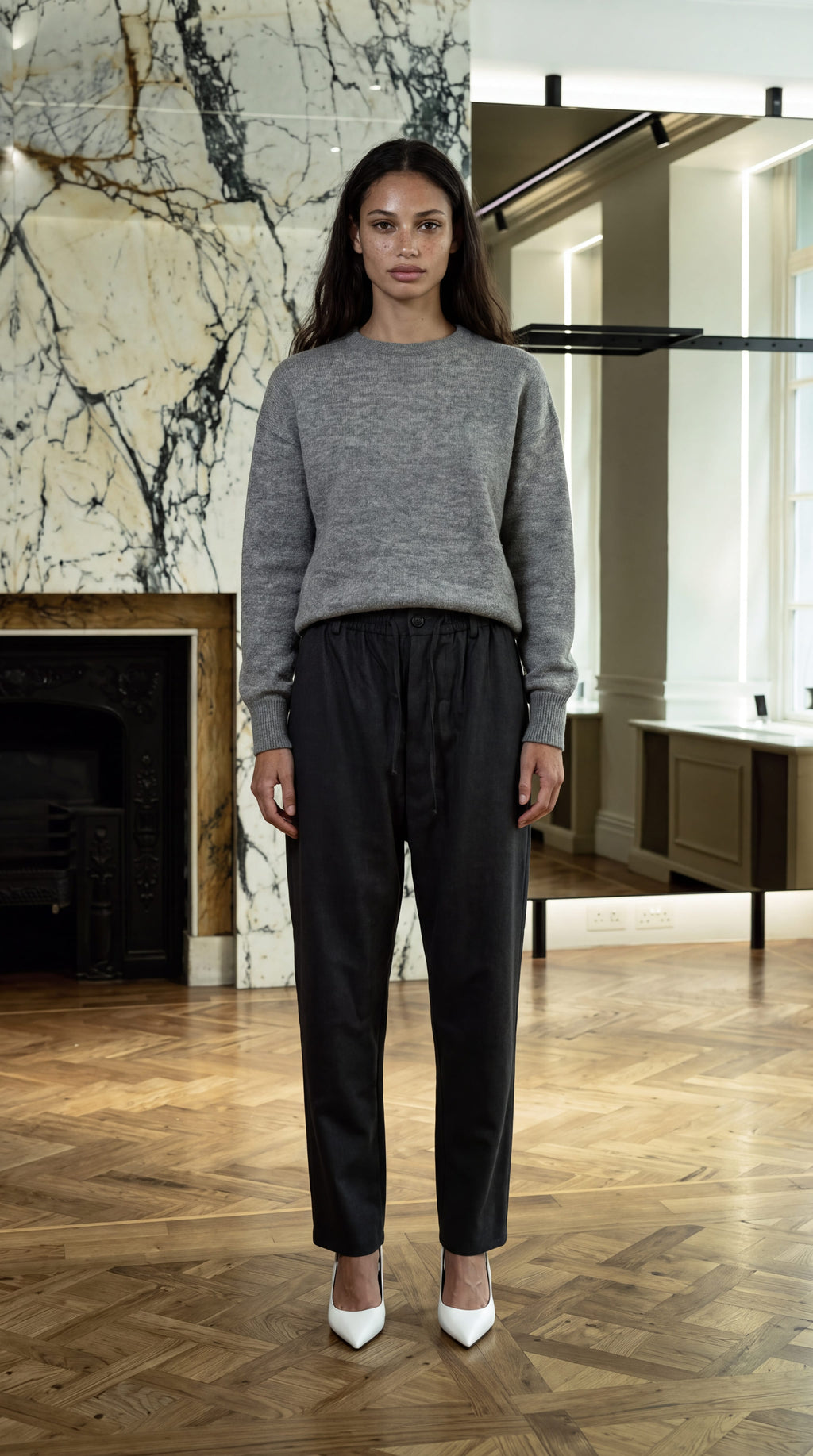 Roberto Alpaca Mohair Knitted Pullover Grey Women