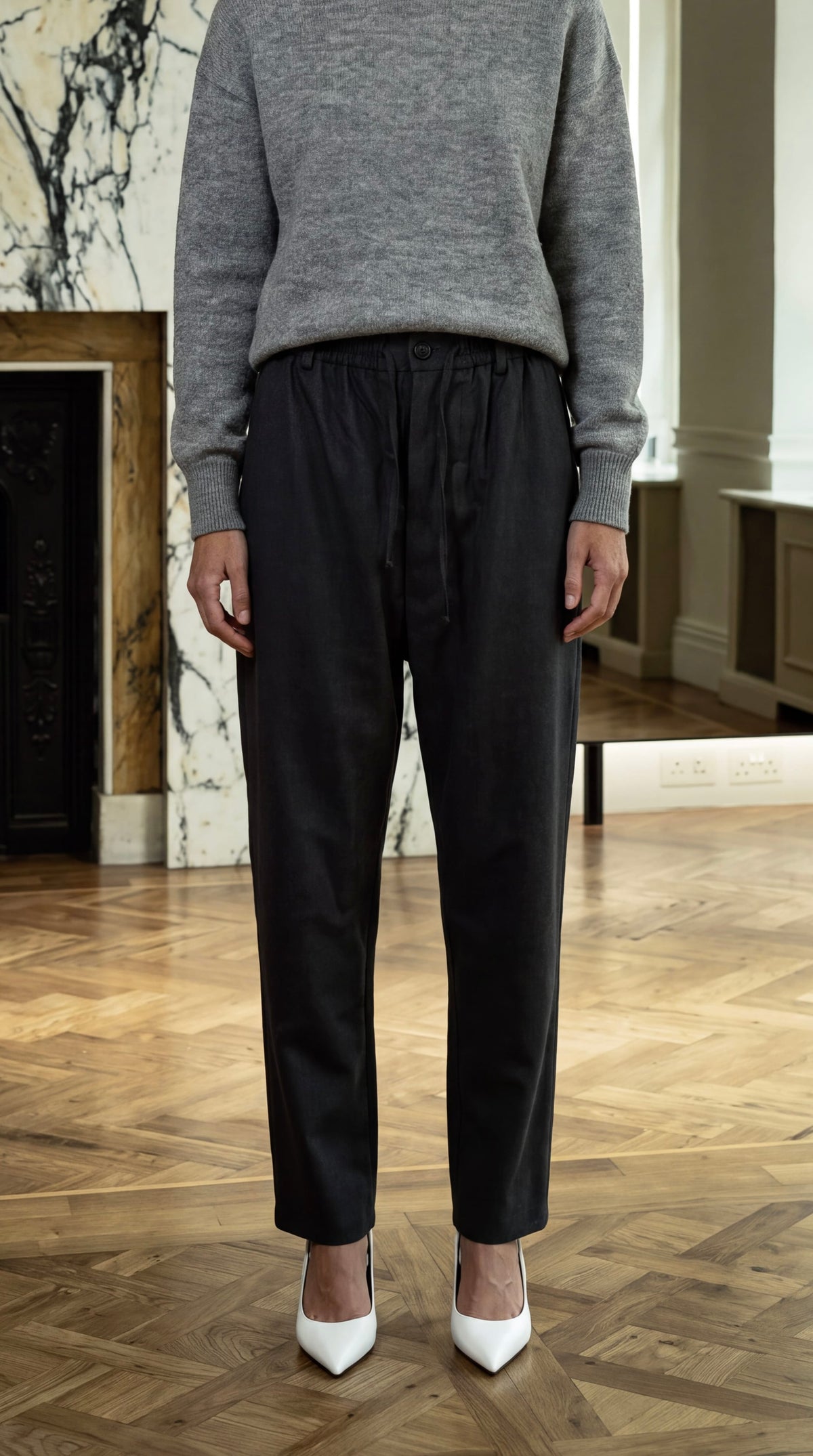 Fender Angora Flannel Drop Crotch Trousers Grey Women