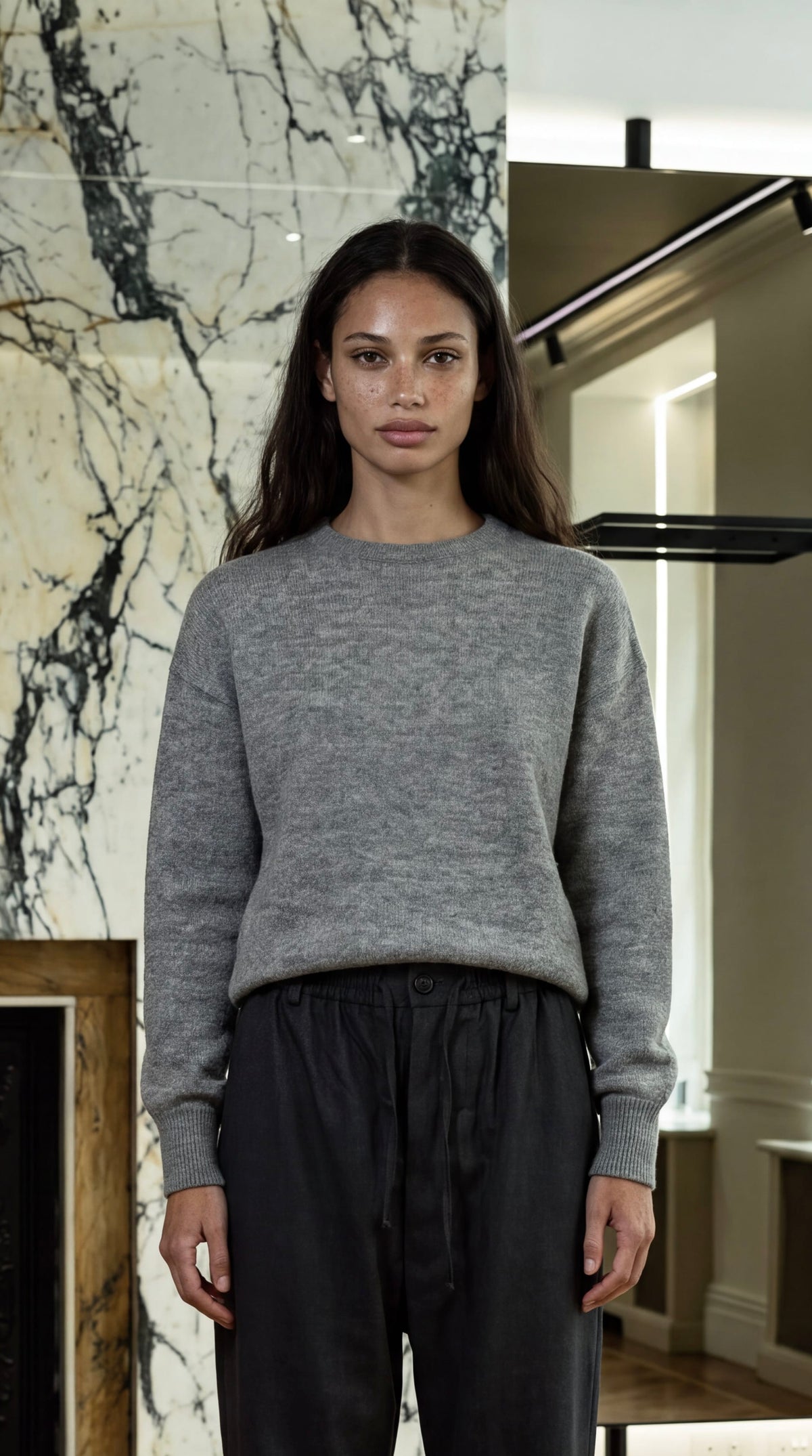 Roberto Alpaca Mohair Knitted Pullover Grey Women