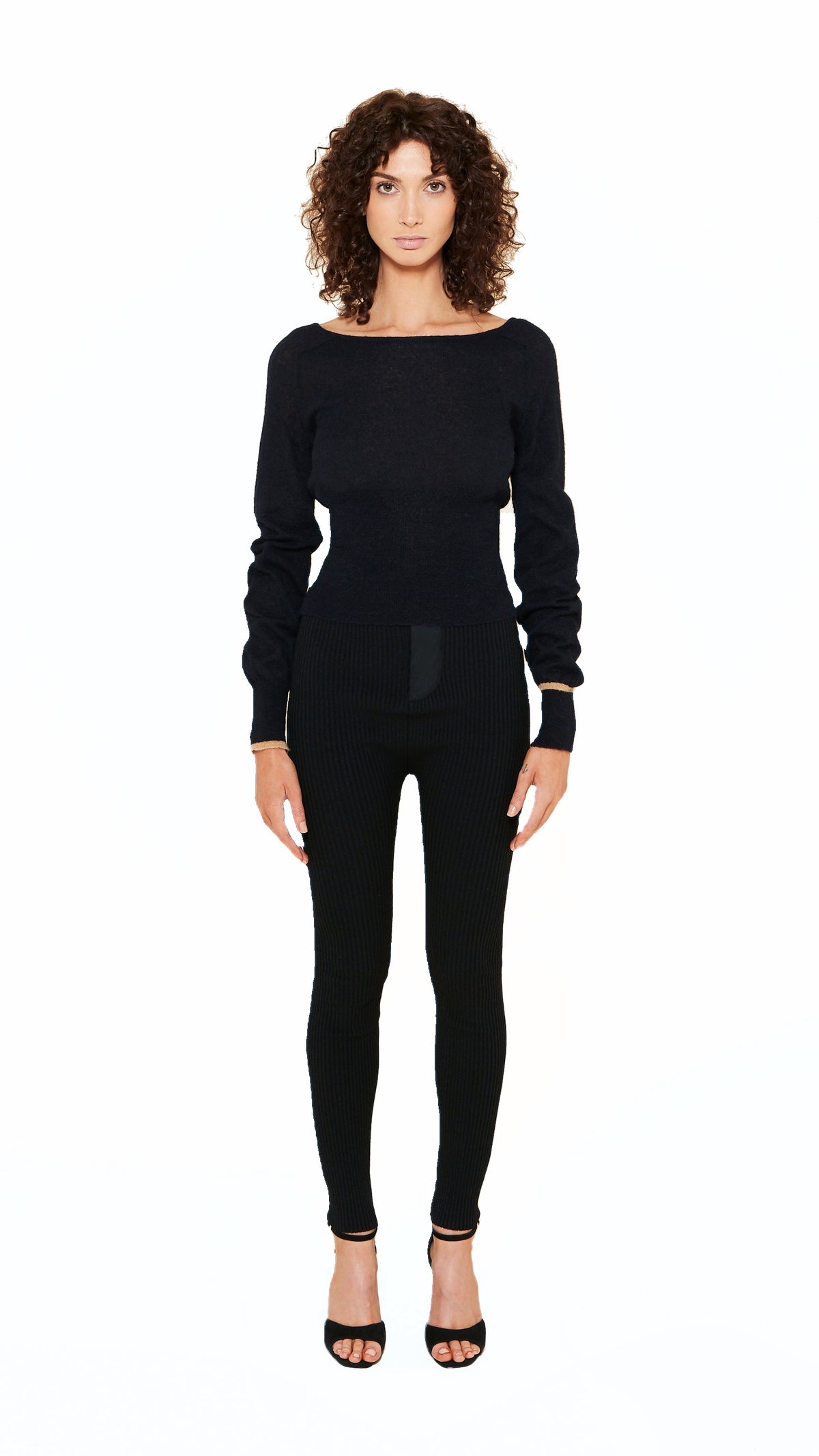 Adone Long Sleeve Jumper Women Black, front view – POAN