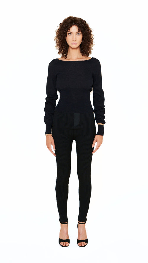 Adone Long Sleeve Jumper Women Black, front view – POAN
