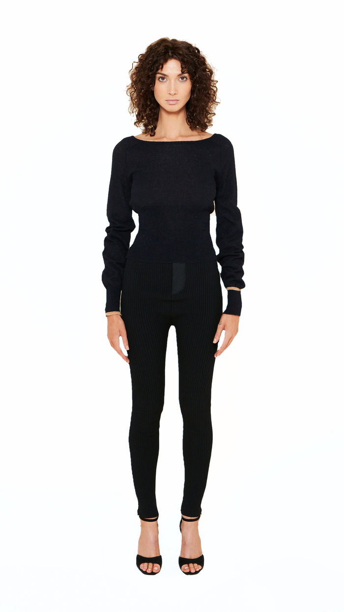 Adone Long Sleeve Jumper Women Black, front view – POAN