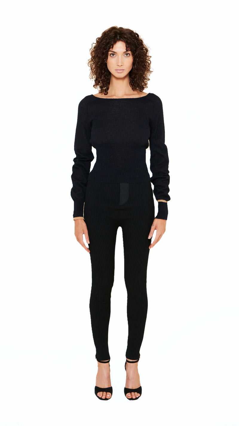 Adone Long Sleeve Jumper Women Black, front view – POAN