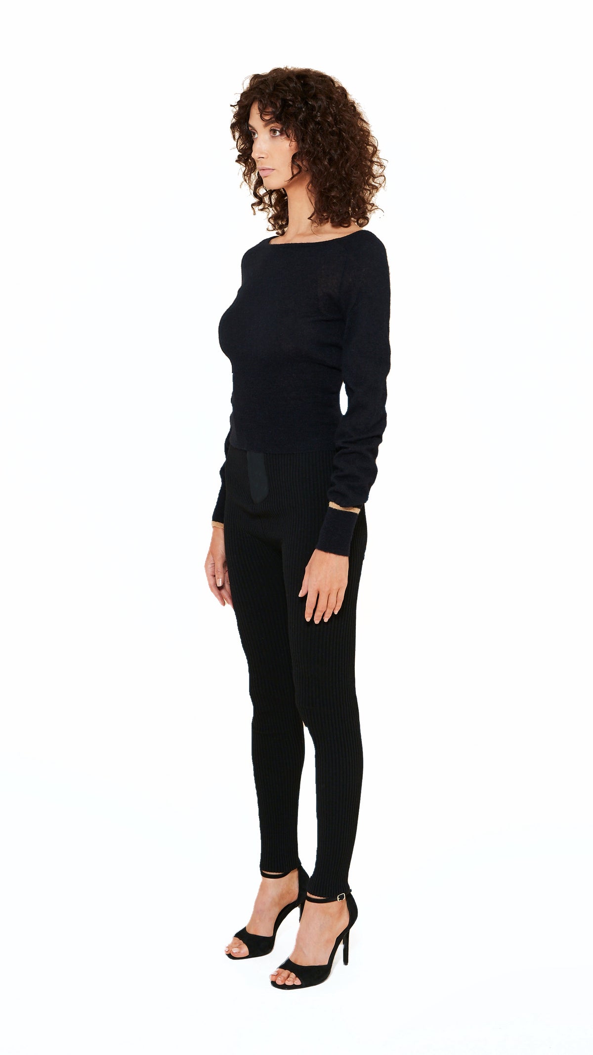 Adone Long Sleeve Jumper Women Black, side view – POAN