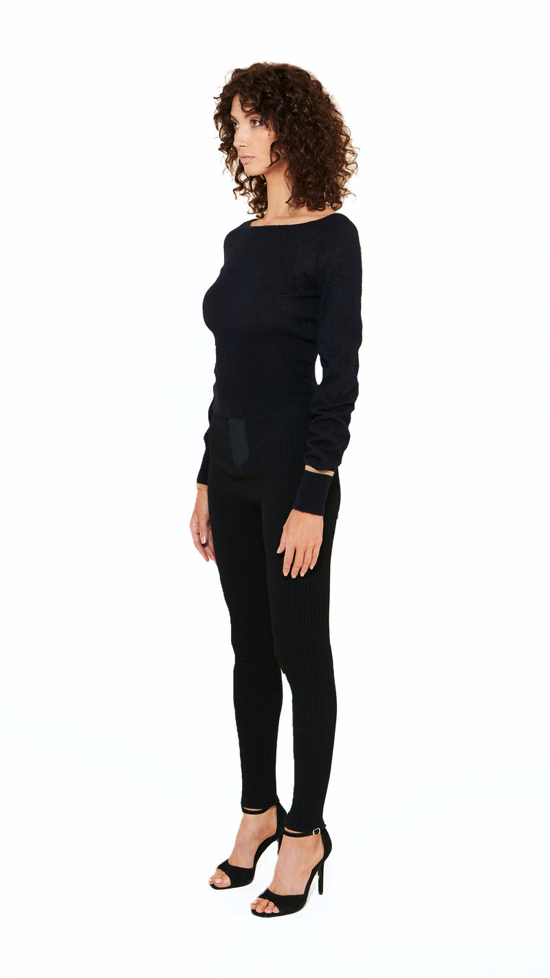 Adone Long Sleeve Jumper Women Black, side view – POAN