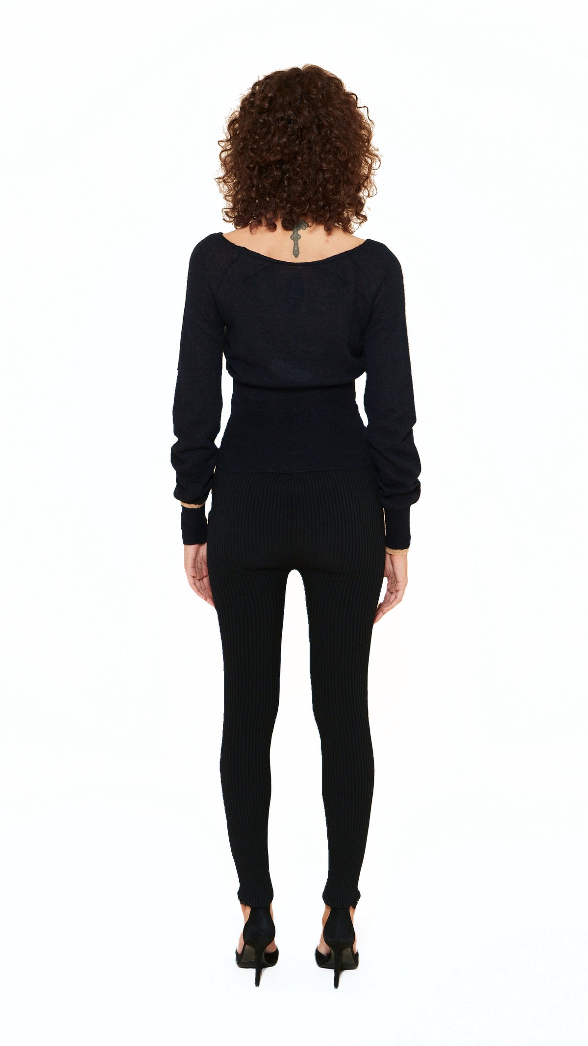 Adone Long Sleeve Jumper Women Black, back view – POAN