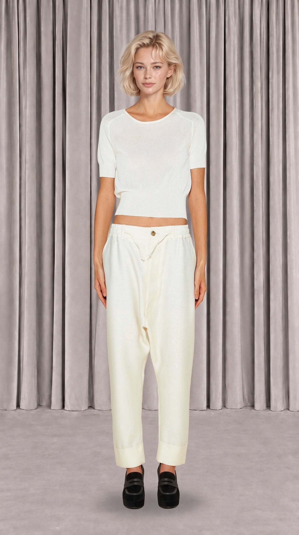 Adone Top Women Ivory, front view – POAN