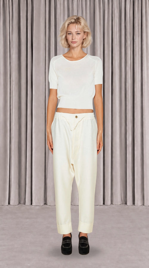 Adone Top Women Ivory, front view – POAN