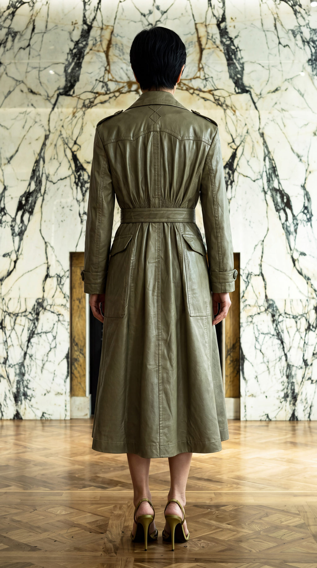 Andreas Coat Vegan Leather Olive Women