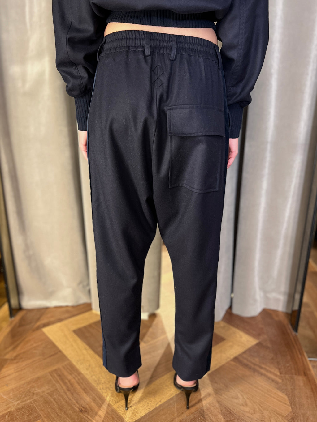 Fender Merino Flannel Drop Crotch Trousers Navy Women