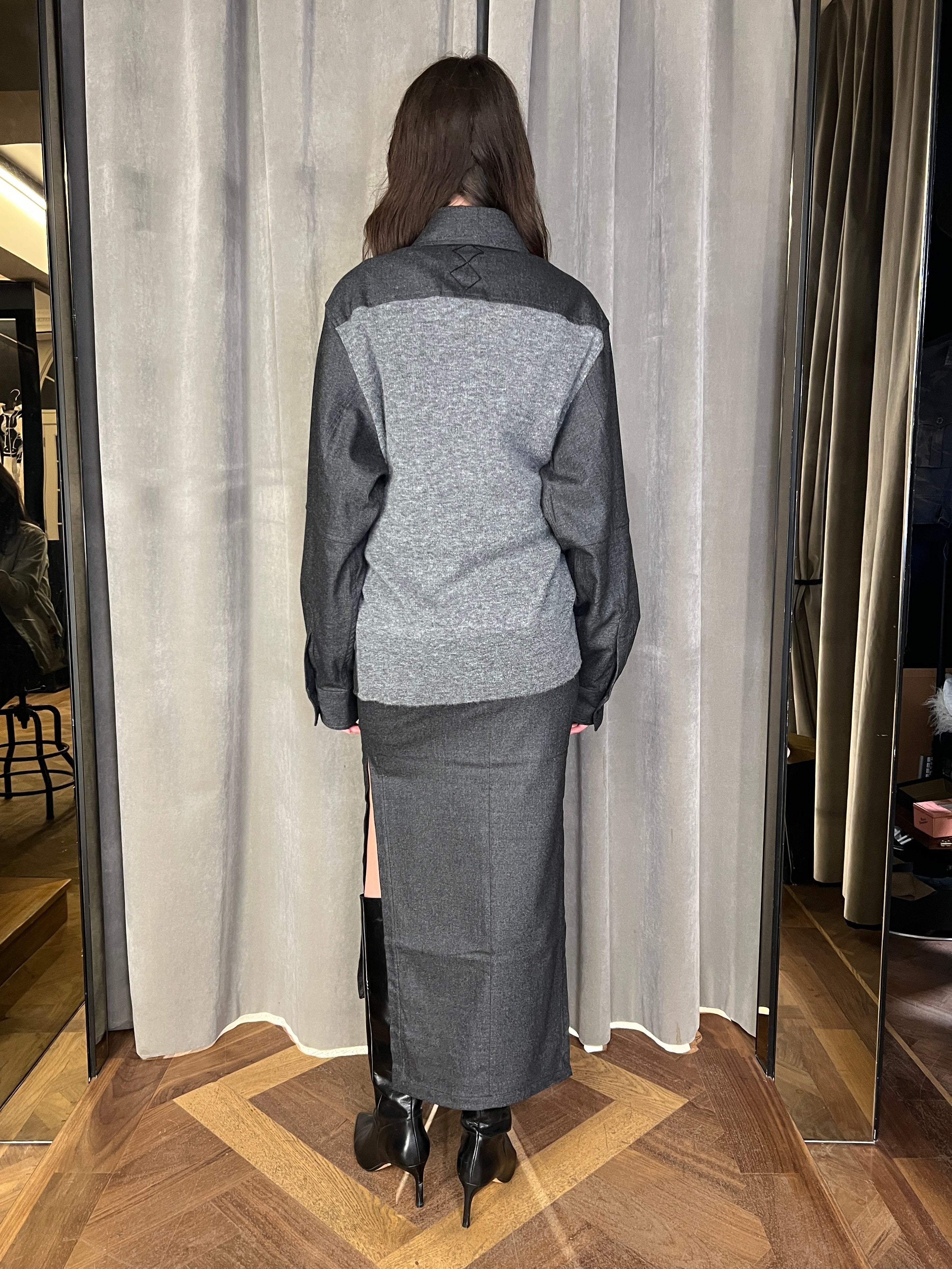 Brieuc Angora Flannel Overshirt Grey Women