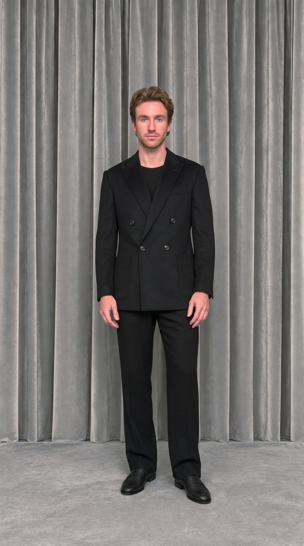 Babbo Double Cashmere Jacket Black – model front
